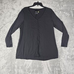 Lysse Black V Neck Size L Long Sleeve Blouse‎ Stretch Comfort